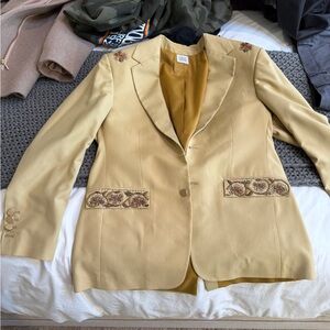 Embroidered Beige Blazer